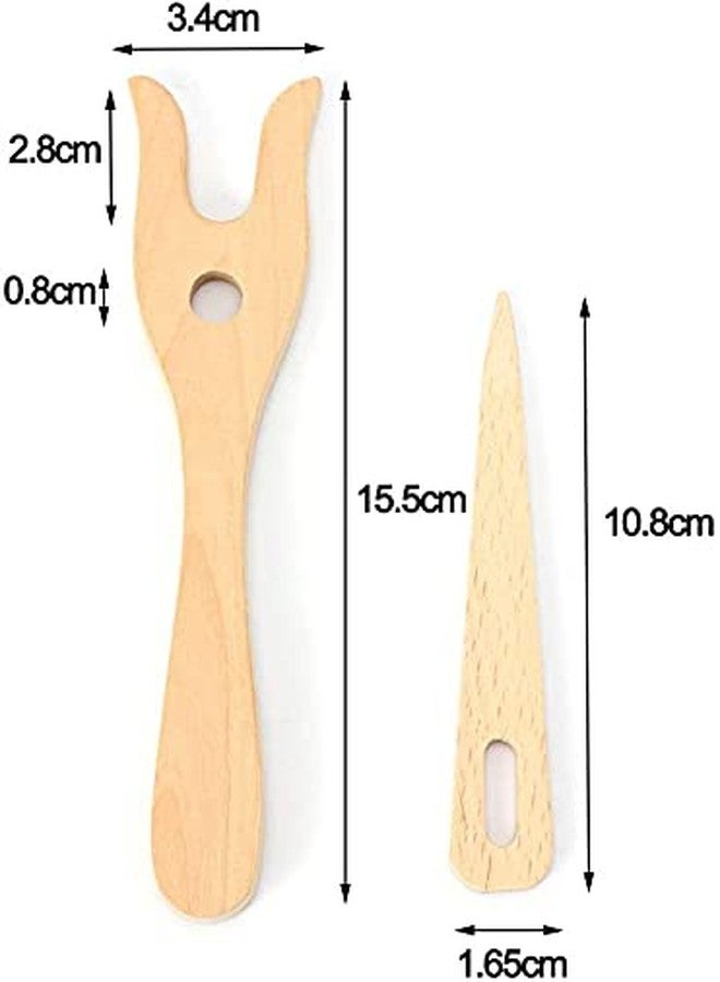 جيرن مجموعة شوكة حياكة خشبية من جيرن® مع إبرة ذات ثقب كبير، أداة حياكة يدوية لصنع الأساور والضفائر - Image 2